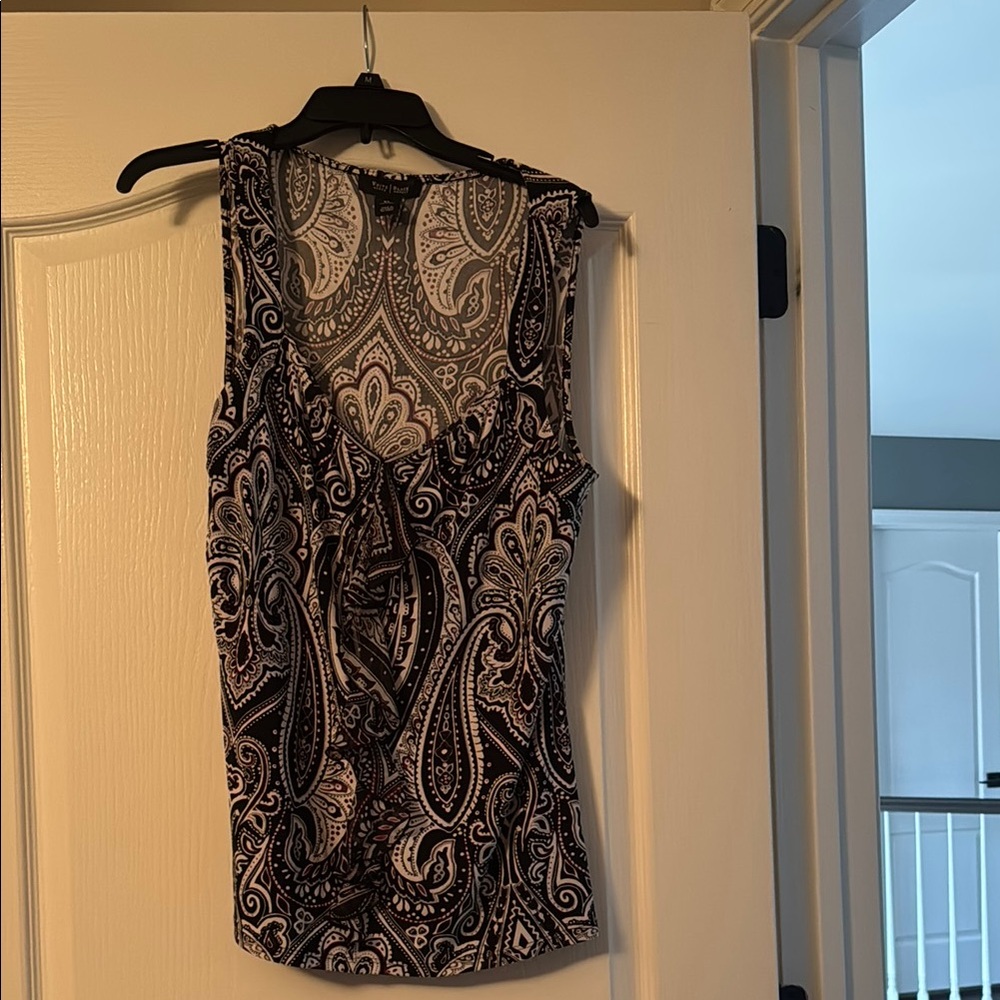 White House Black Market Black & White Paisley Tank